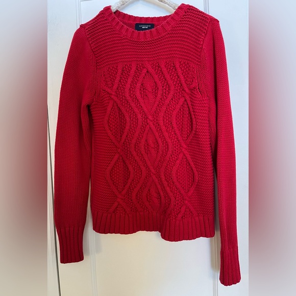 Lands' End Women's 100% Cotton Vibrant Red Knit Drifter Sweater - Picture 3 of 10